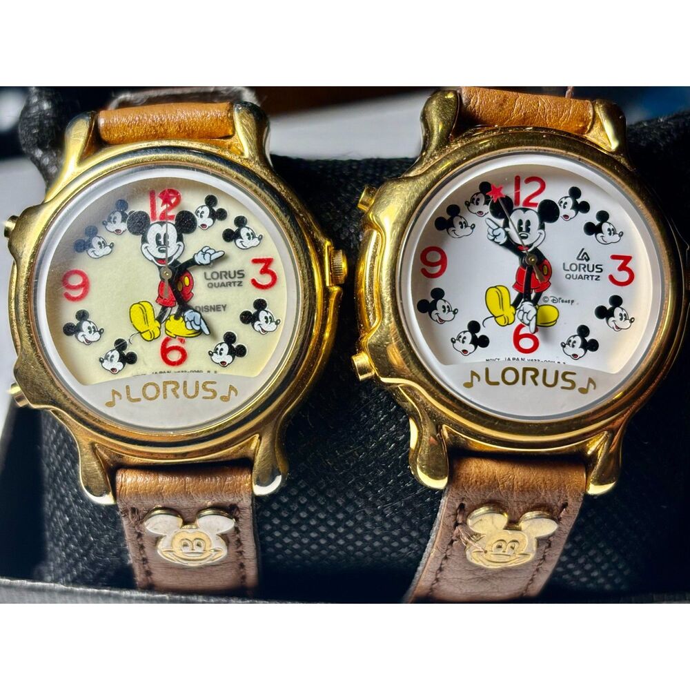 Vintage Disney Lorus Mickey Mouse Musical Watches - Set of 2 (Fully Functional)